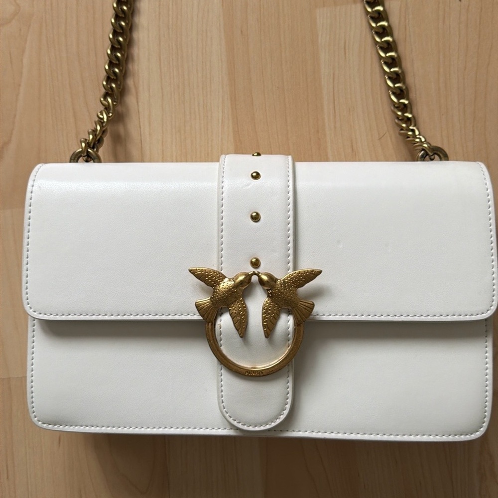 Pinko white leather crossbody shoulder bag purse - Picture 6 of 15